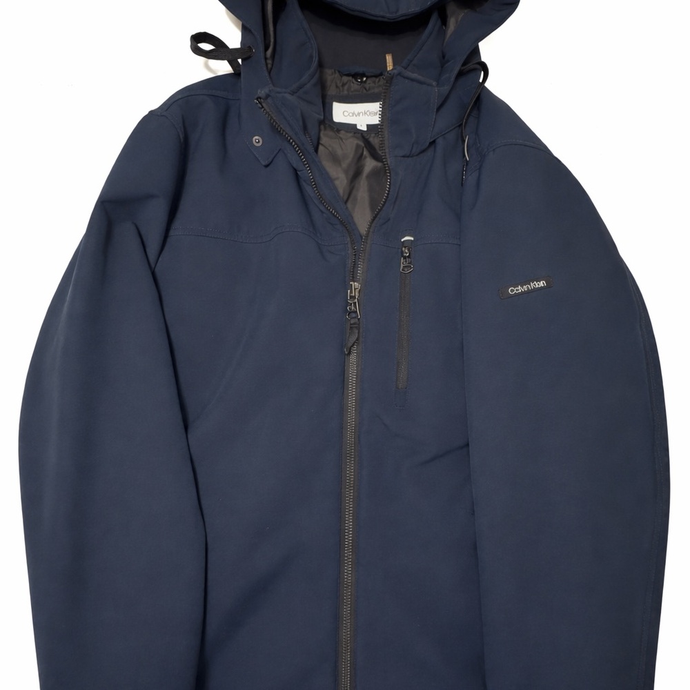 Calvin Klein Men's Dark Navy Hooded Raincoat/Jacket Water Resistant